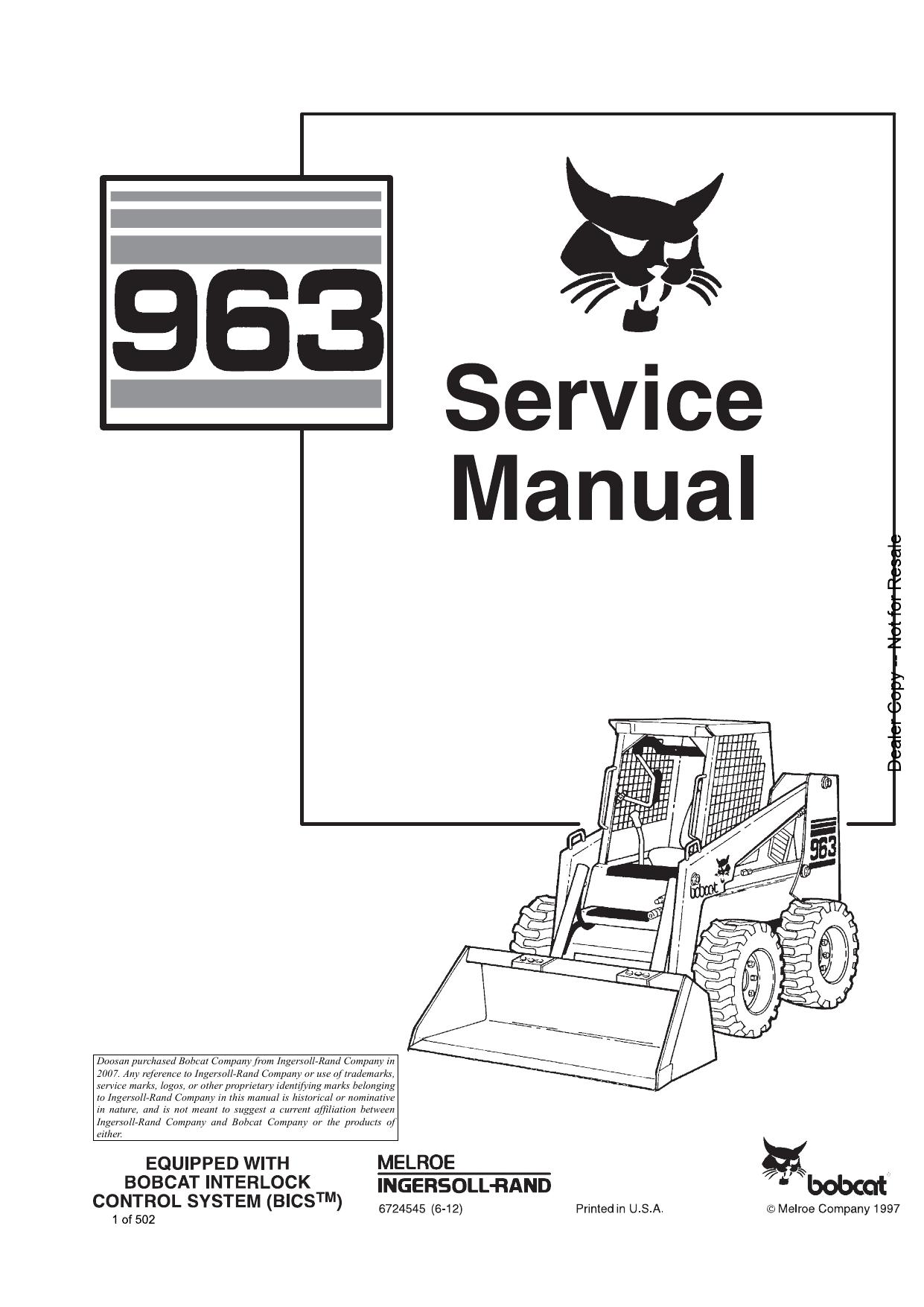 963 Loader Service Manual Bobcat 2